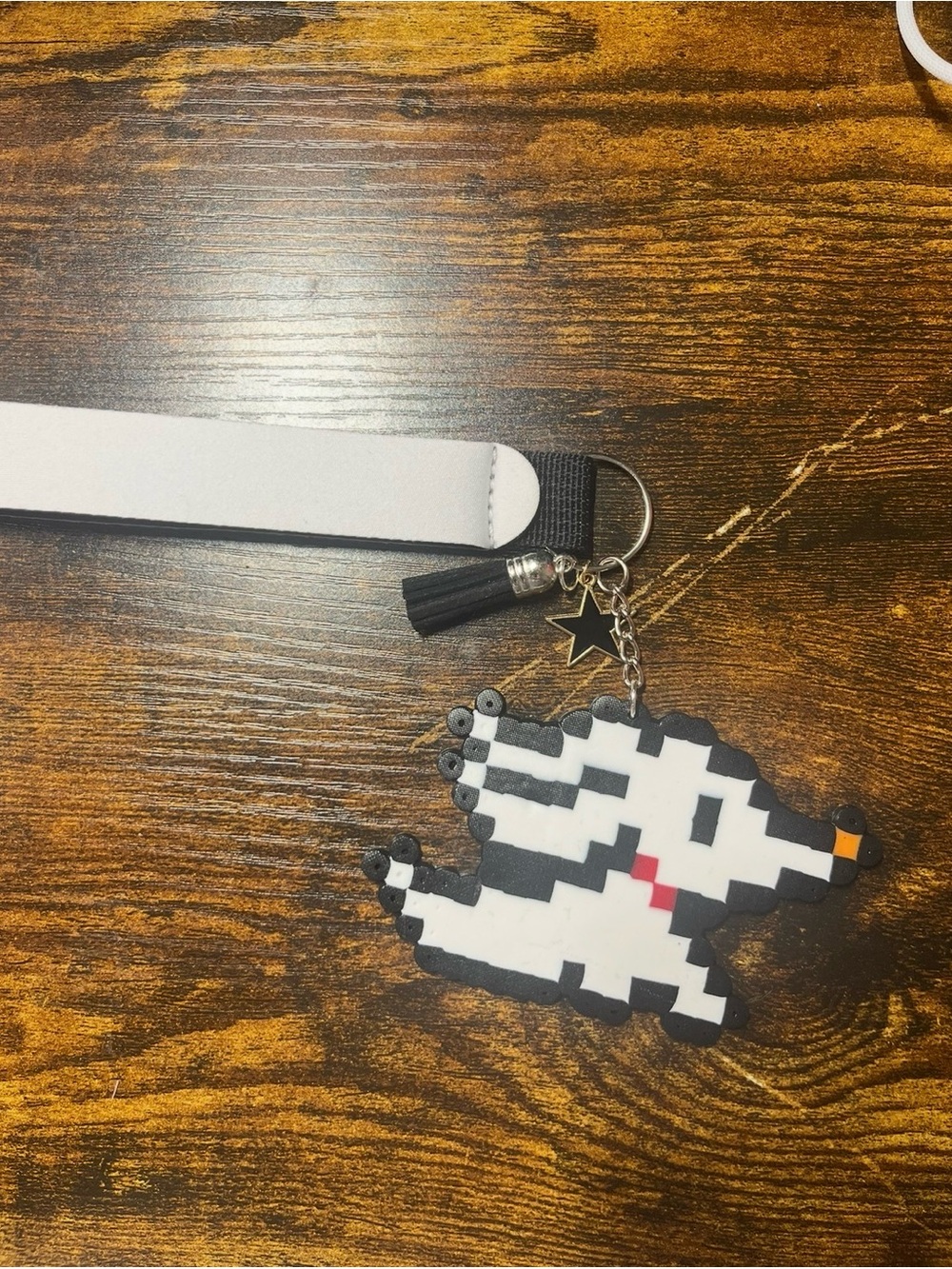Kids Pixel Zero Dog Lanyard Keychain - White